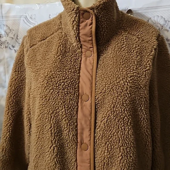 L.L. Bean Sherpa Fleece Coat In Hazelnut Large - Picture 3 of 13